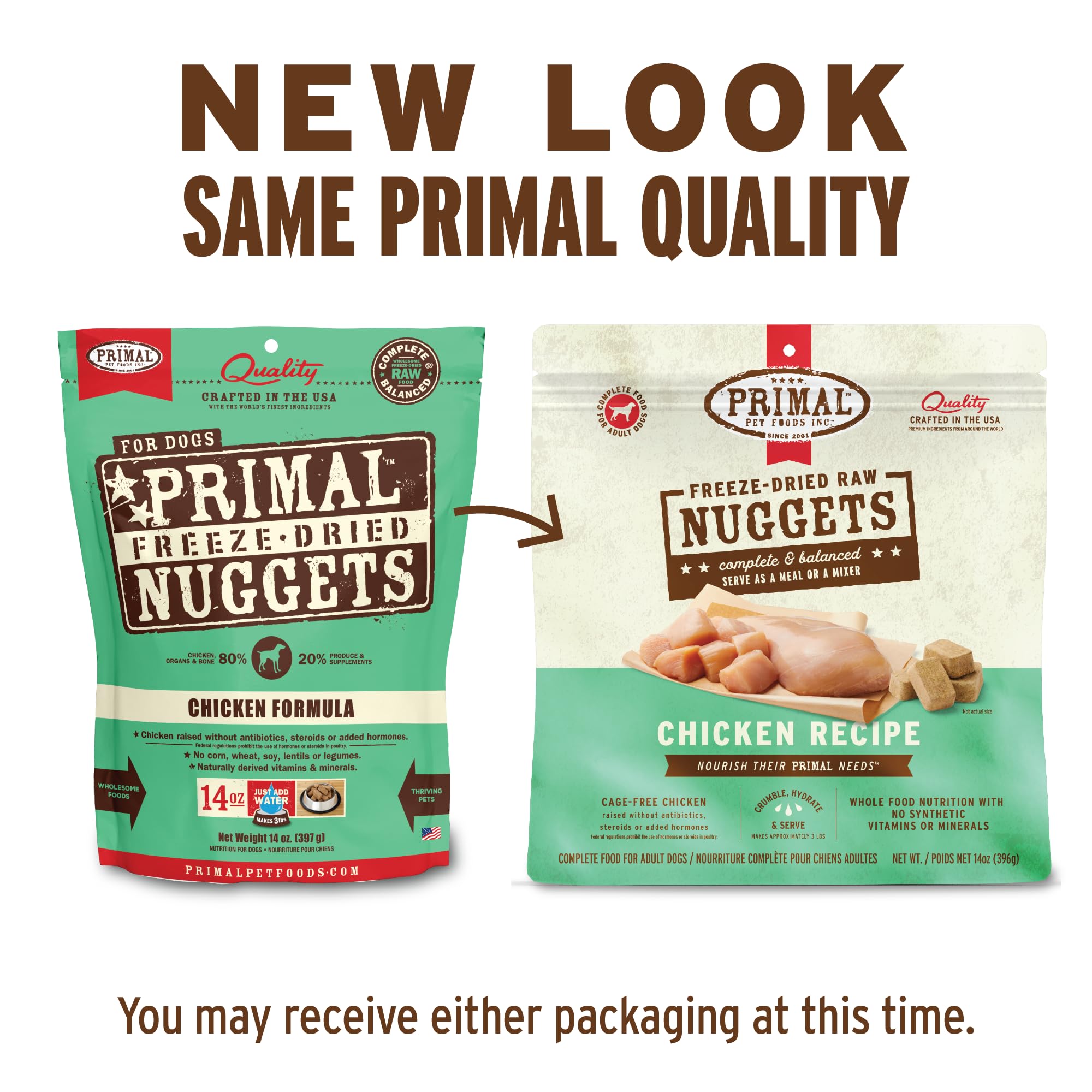 Primal freeze-dried chicken nuggets serving bowl for convenient feeding