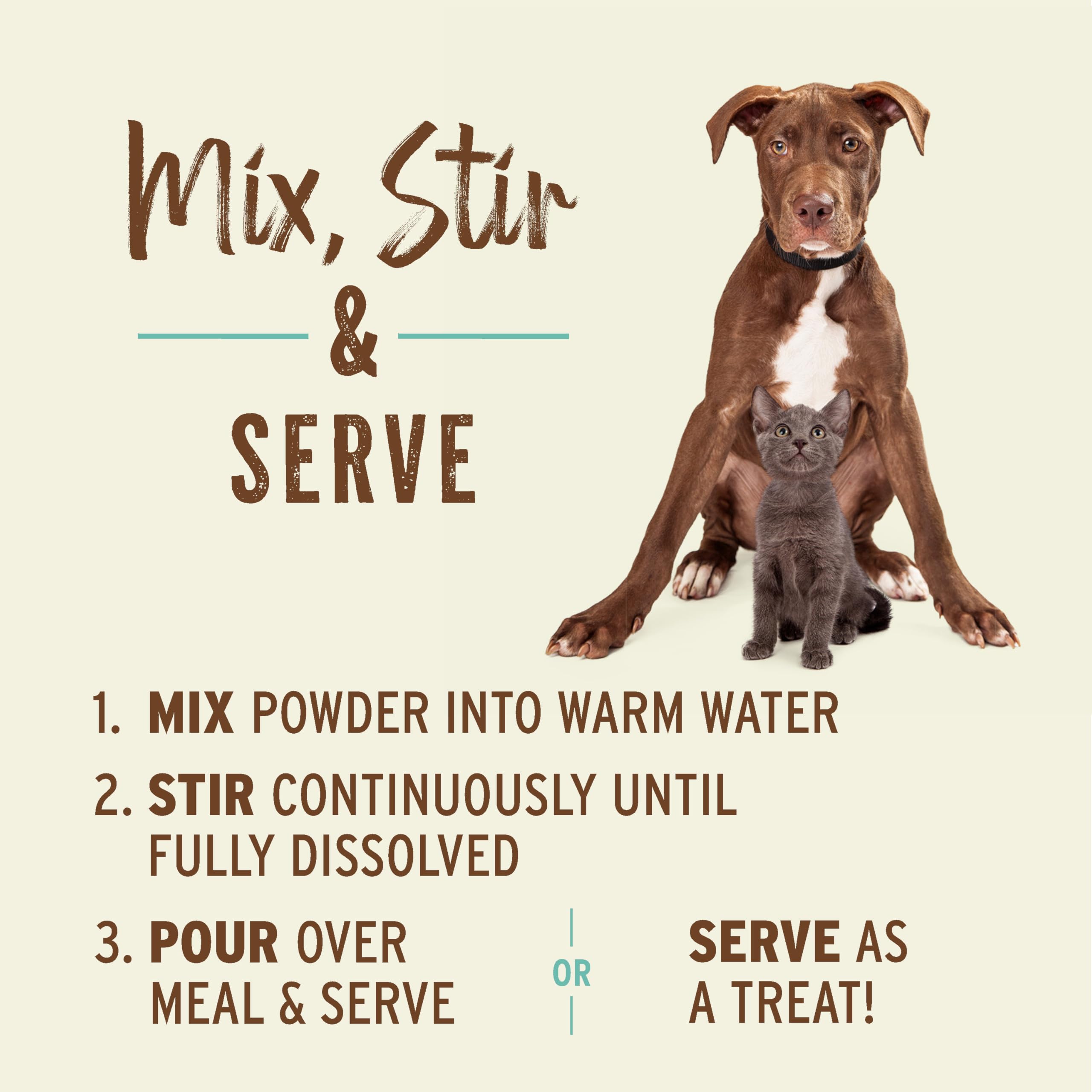 Primal Goat Milk Powder poured over kibble softens texture and improves aroma