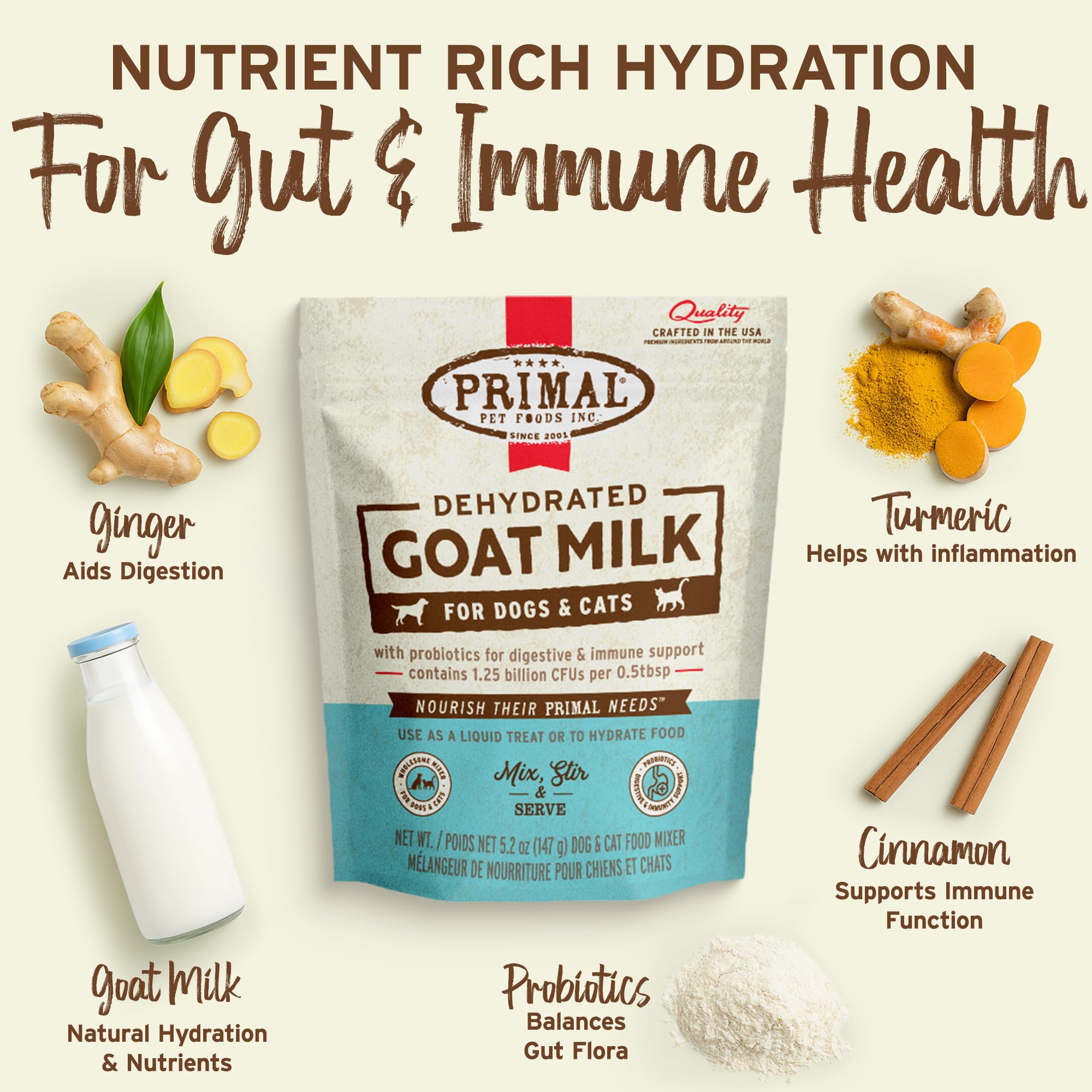 Primal Goat Milk Powder resealable pouch keeps freshness for on-the-go servings