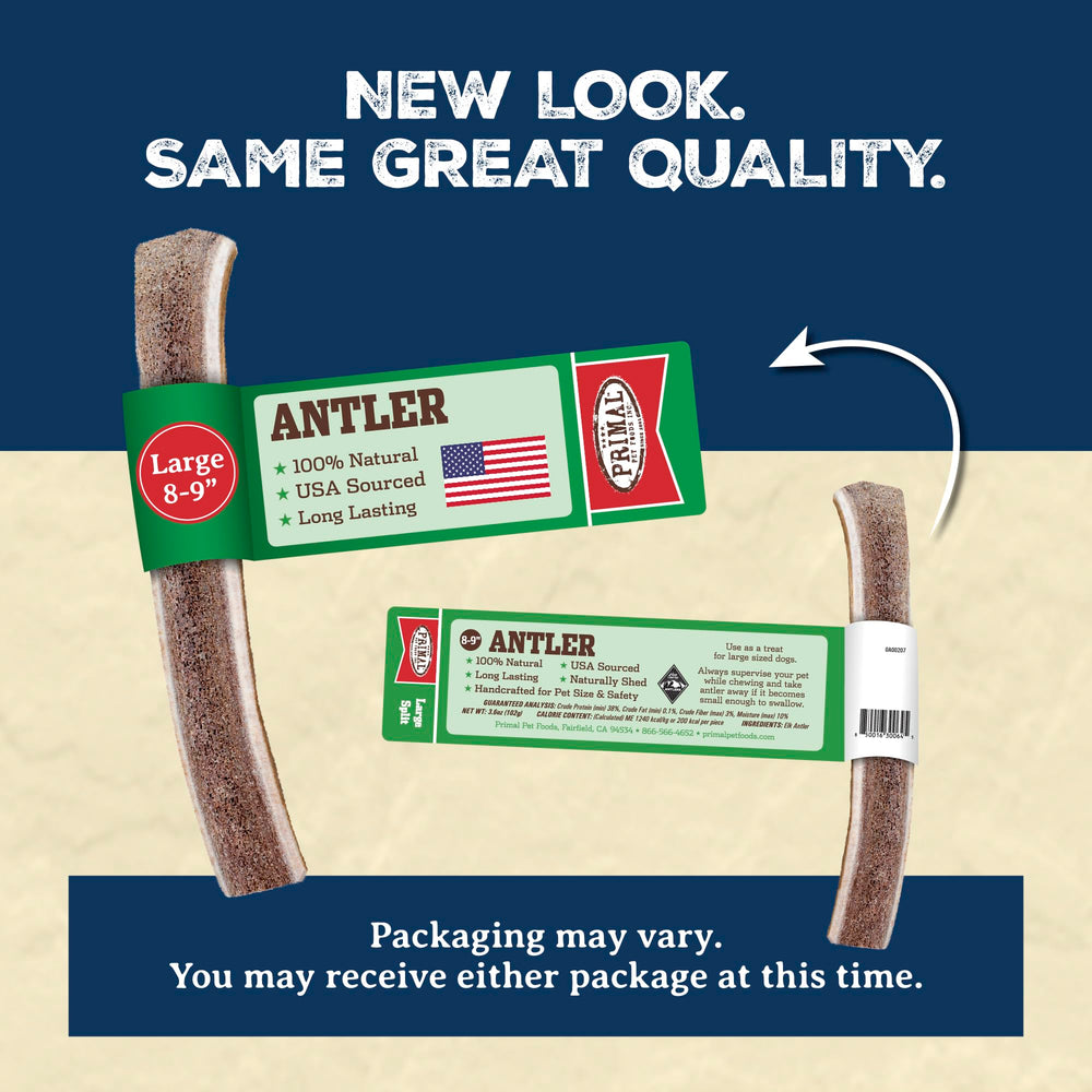 Primal Pet Foods 1ct antlers on display encourage enrichment.