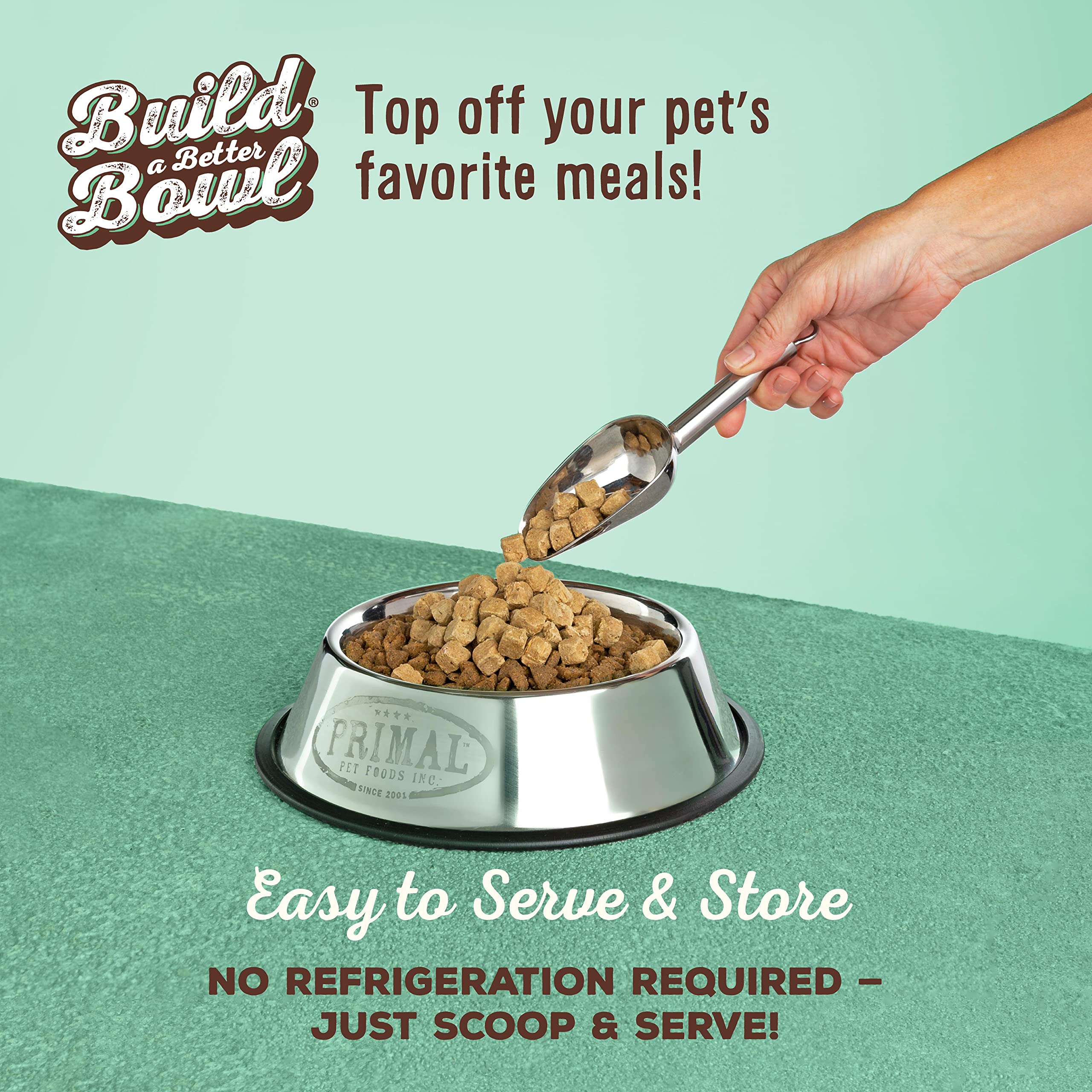 Primal Pet Foods freeze-dried cat topper chicken liver enhances fatty acids and flavor