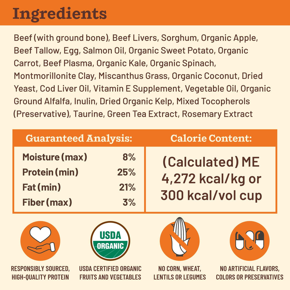 Primal Pet Foods Kibble in The Raw probiotics-added label supports digestive health.