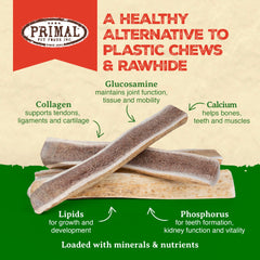 Primal Antlers medium dog chew designed for 15-30 lb dogs.