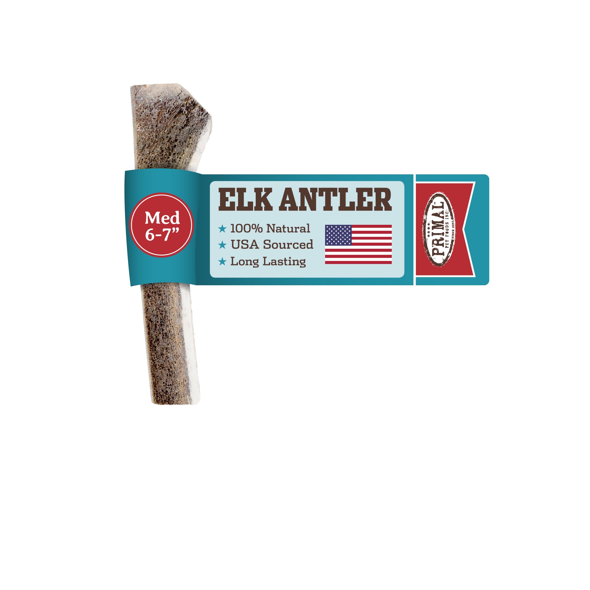Primal Antlers split elk antler 1ct showing natural texture for aggressive chewers.