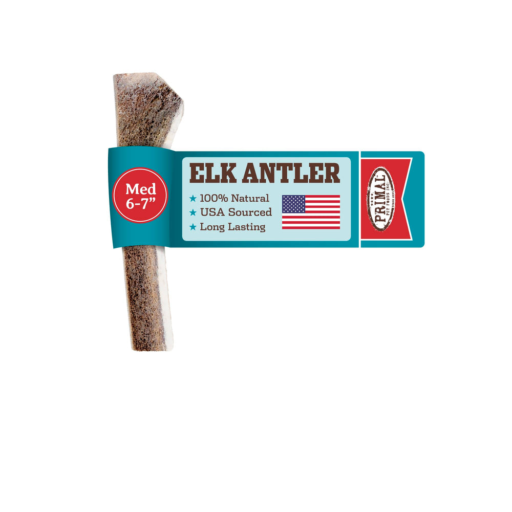 Primal Antlers split elk antler 1ct showing natural texture for aggressive chewers.