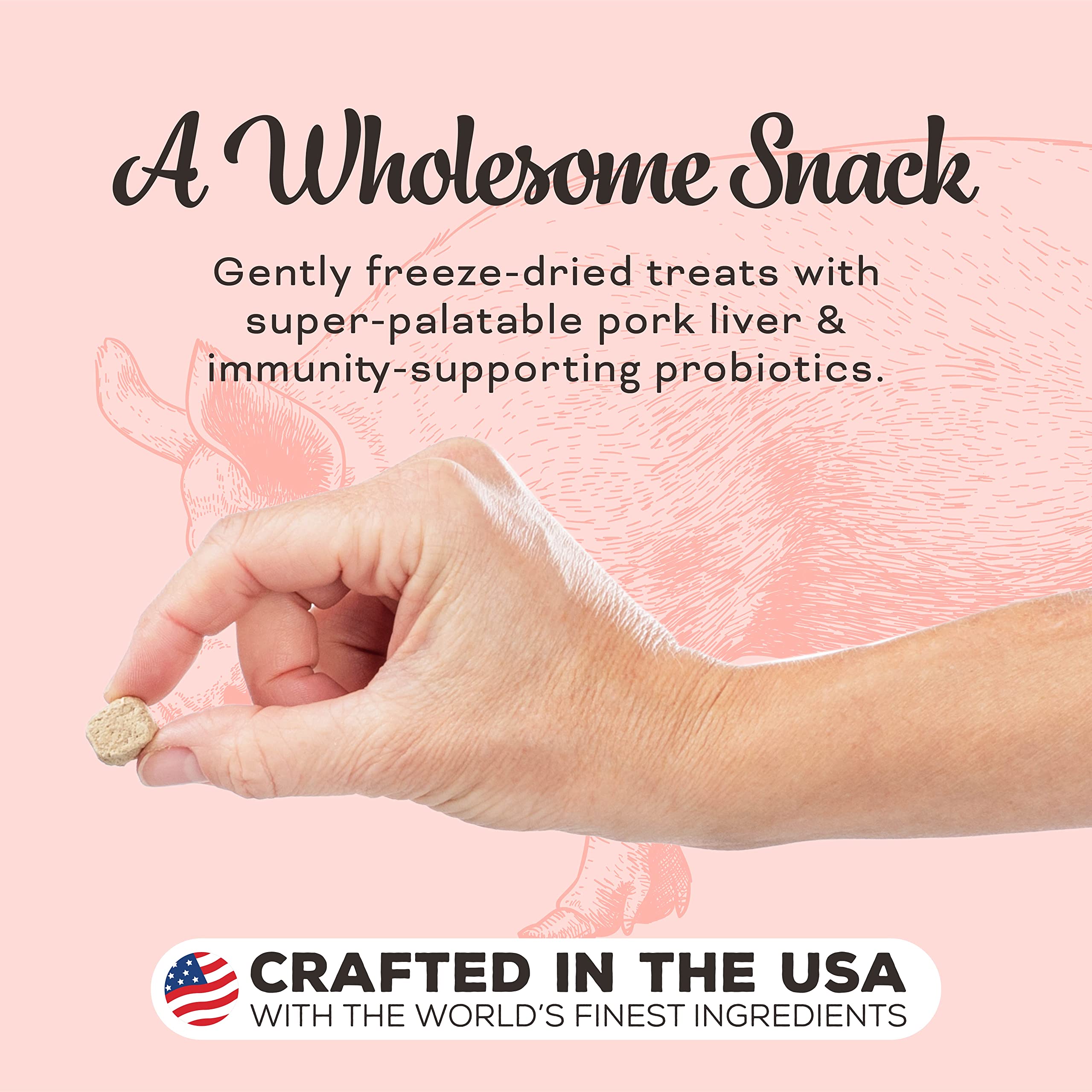 Primal Pet Foods pork liver cat treats show probiotics boost for digestive-friendly snacking.