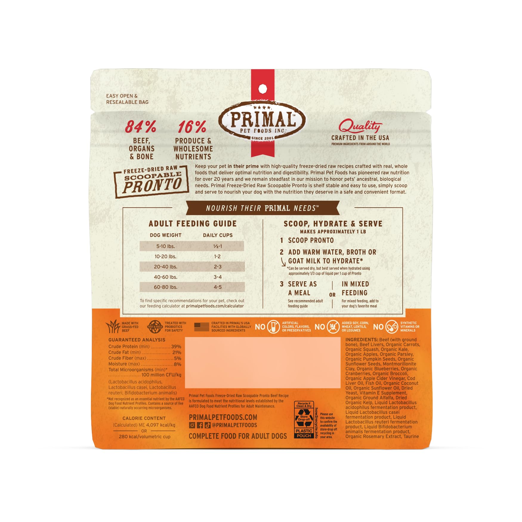 Primal Pronto Mini Nuggets beef grain-free-high-protein: supports grain-free nutrition.