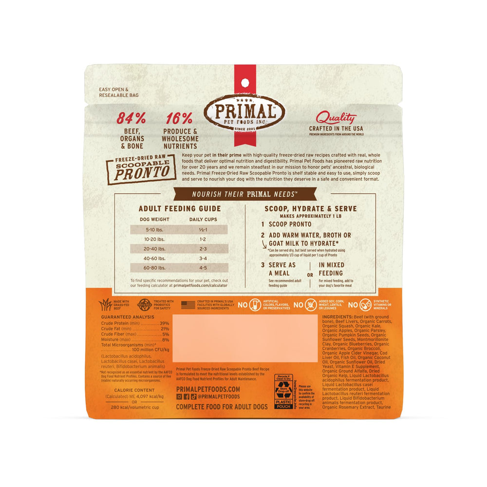 Primal Pronto Mini Nuggets beef grain-free-high-protein: supports grain-free nutrition.