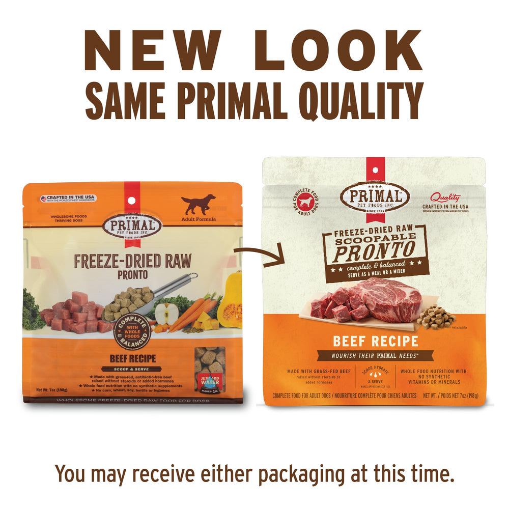 Primal Pronto Mini Nuggets beef rehydration-dish: easy texture after rehydration.