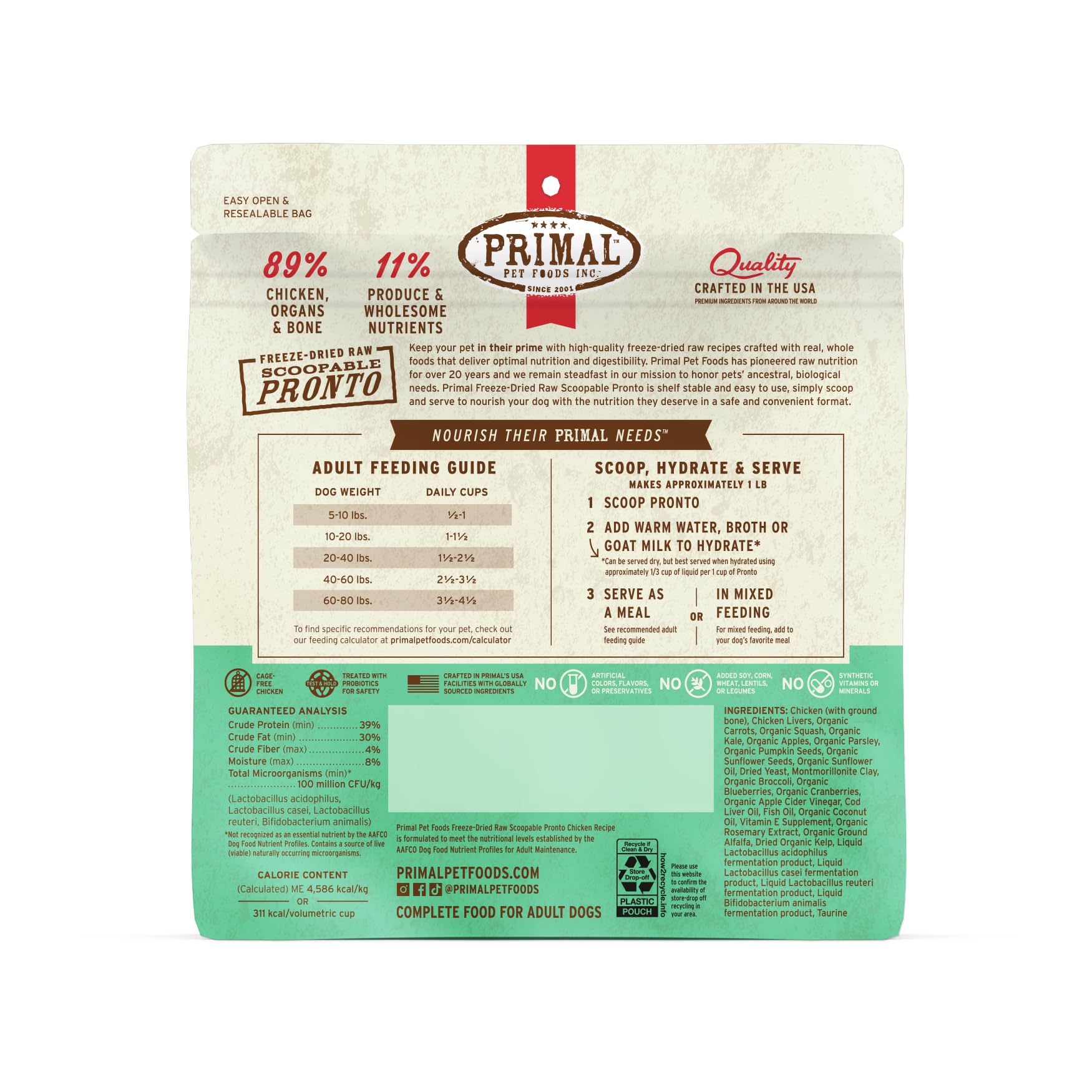 Primal Pronto Mini Nuggets package hero — shelf-stable raw nutrition for dogs