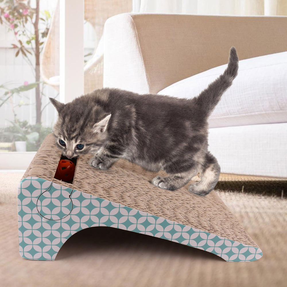 PrimePets Eco-friendly cardboard scratcher made from recycled materials.