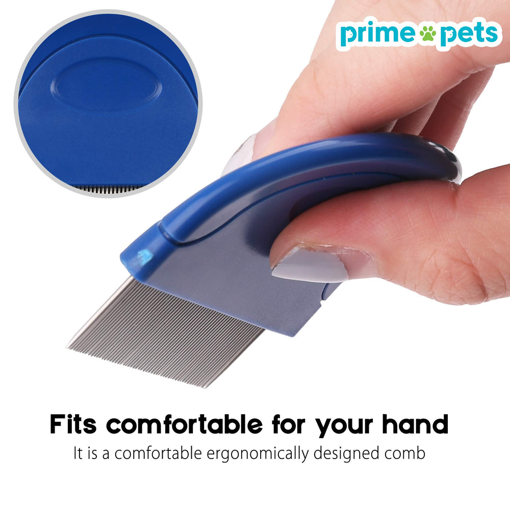Prime Pets comb used on dogs of multiple breeds for safe detangling.