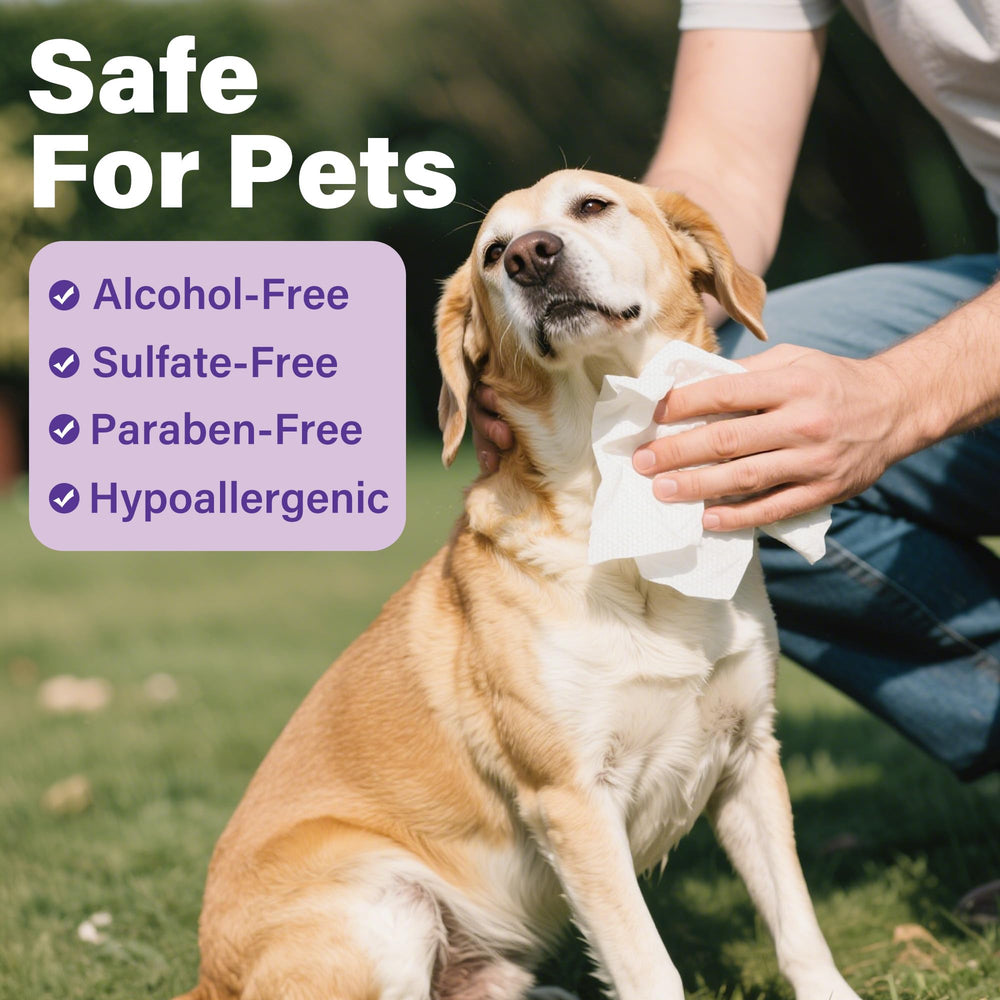 Prime Pets dog wipes for coat soften fur and remove dirt during grooming.
