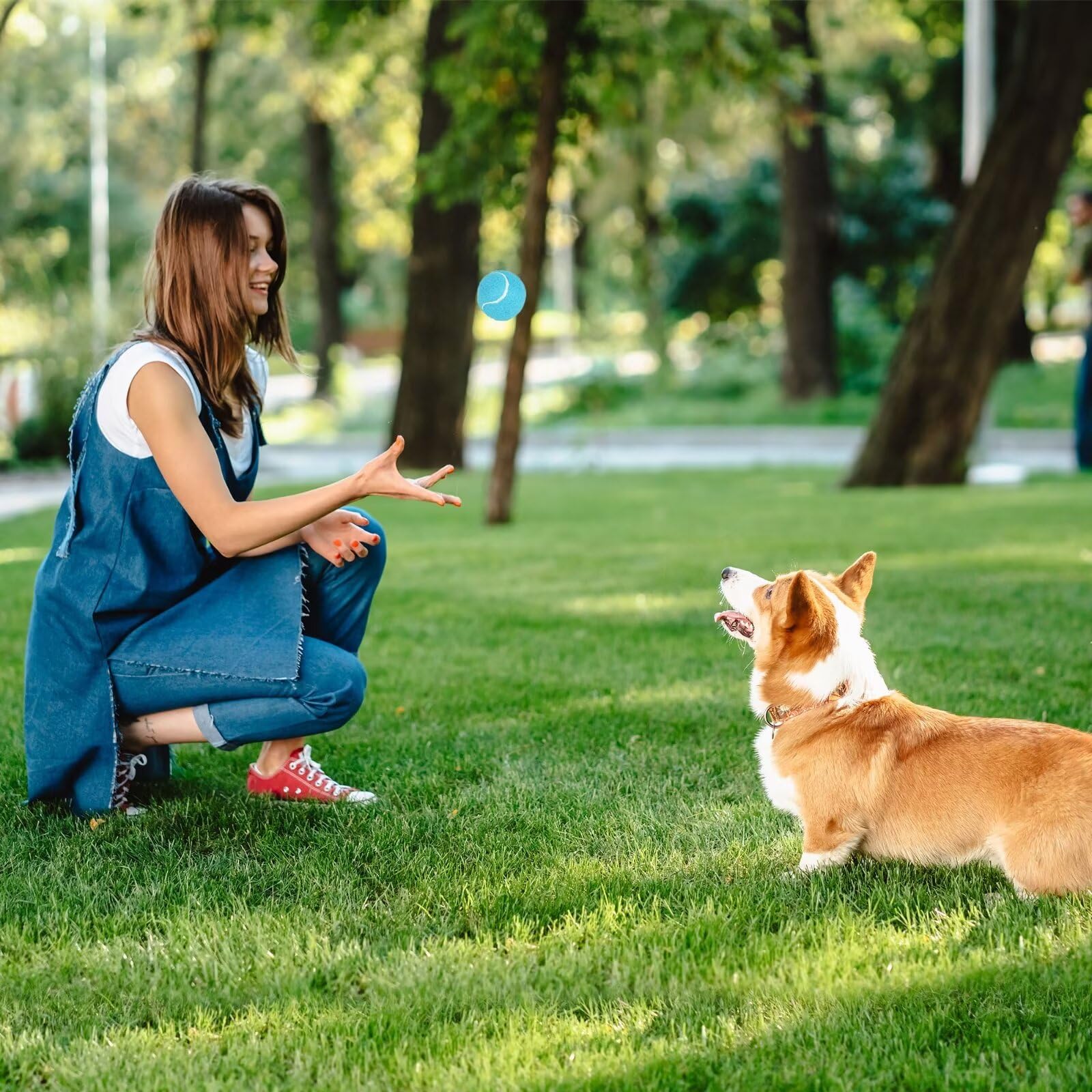 Prime Pets durable natural rubber ball withstands daily fetch and chewing.