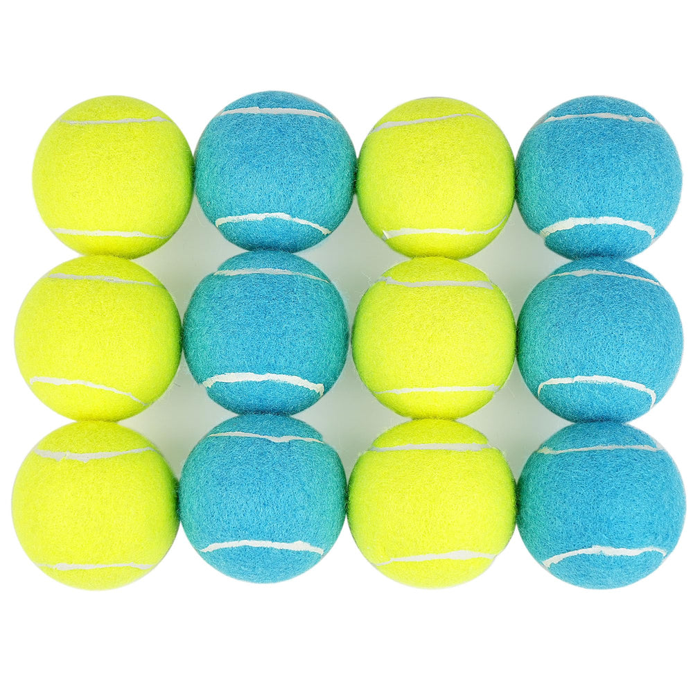 Prime Pets Squeaky Dog Tennis Balls 12-pack front view for consistent fetch and training sessions.