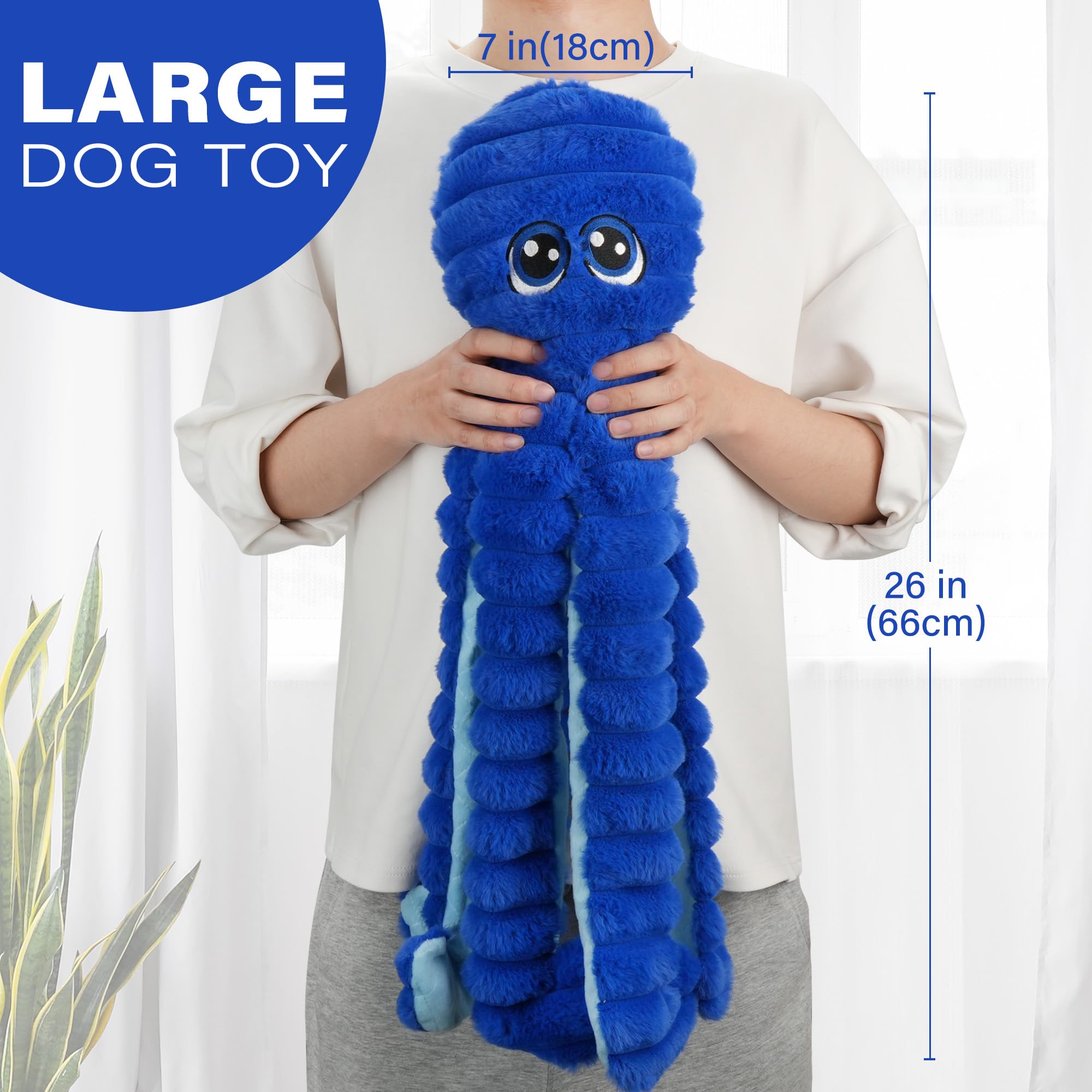Prime Pets Squeaky Octopus Toy large dog side view for indoor outdoor fun