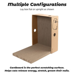 PrimePets-box-lounge-bed demonstrates a cozy resting nook integrated with scratching space