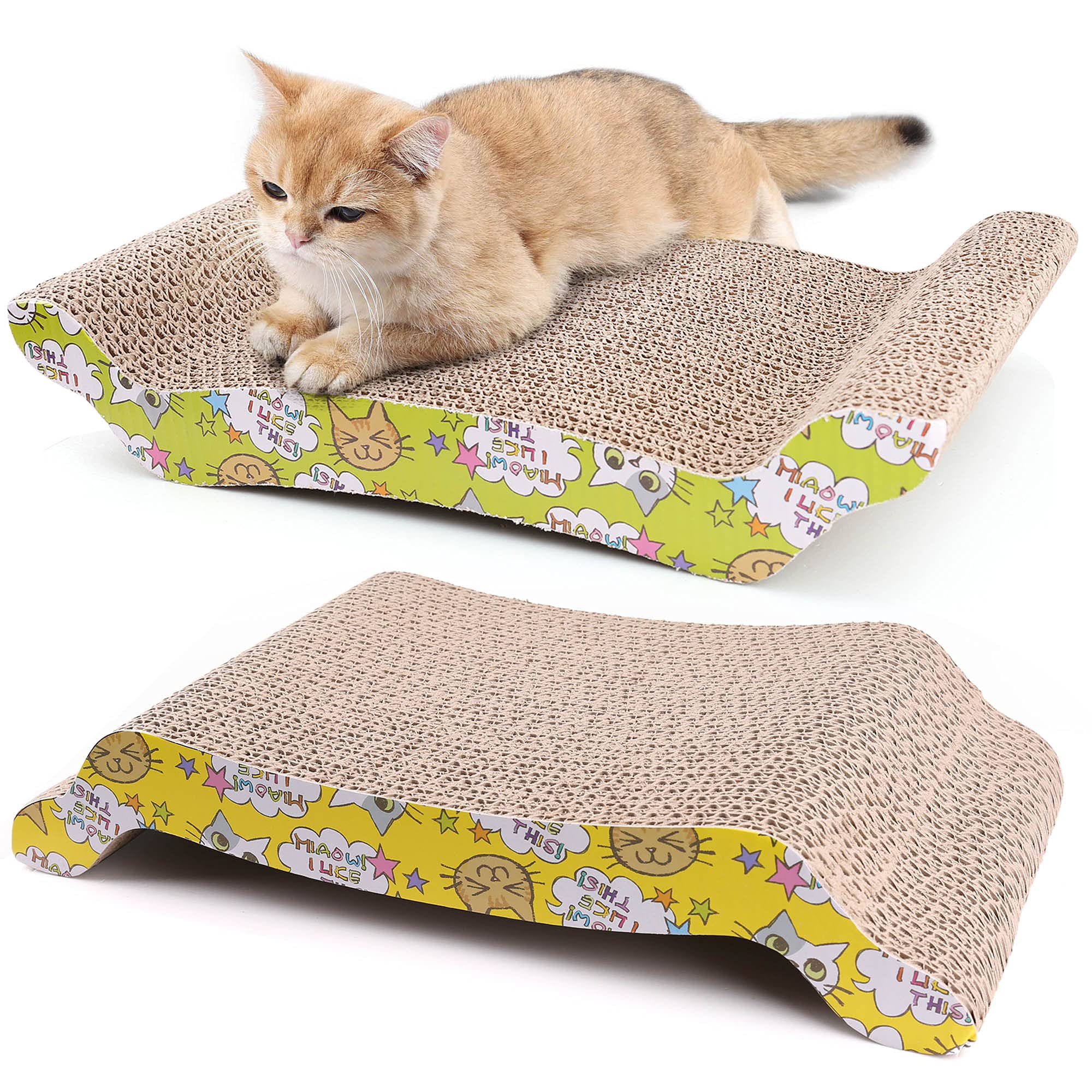 PrimePets cat-scratching-board 2-pack side-by-side lounging and scratching surface
