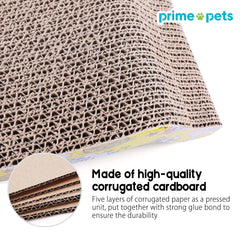 PrimePets catnip-included scratch cardboard provides enticing play