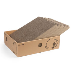 PrimePets wide-scratcher-box-setup shows a roomy scratching area to protect furniture