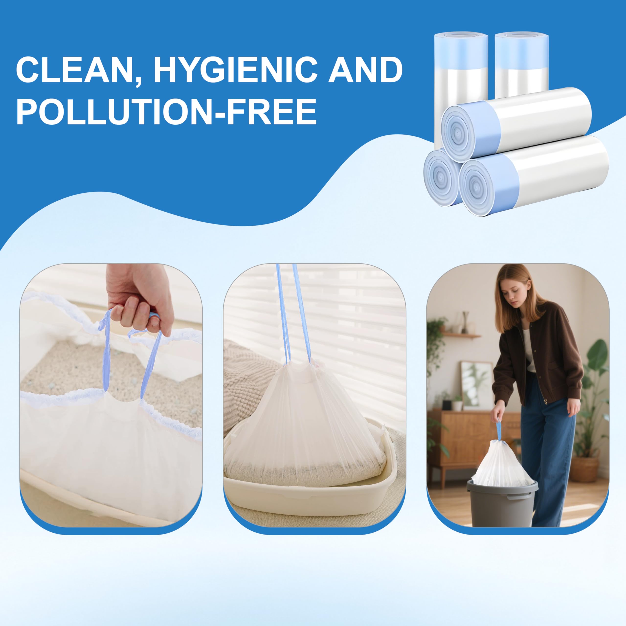 PRINTUB odor-proof unscented liner prevents odors around the litter area.