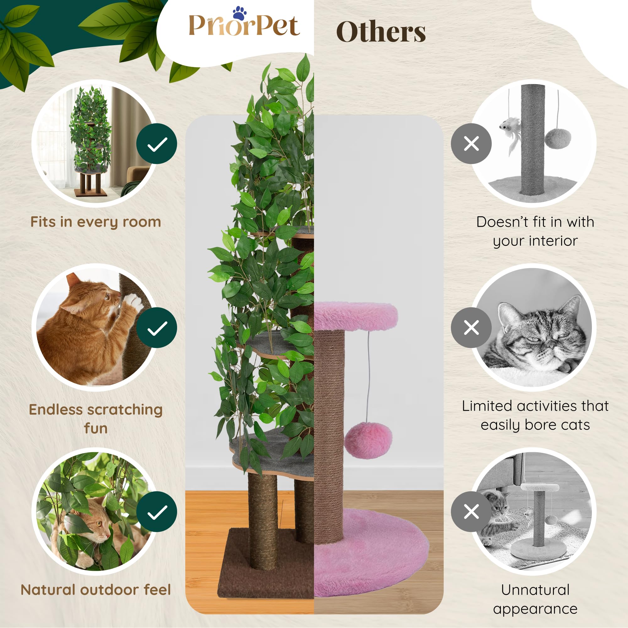 Priorpet Cat Tree easy assembly guides quick setup for instant play.