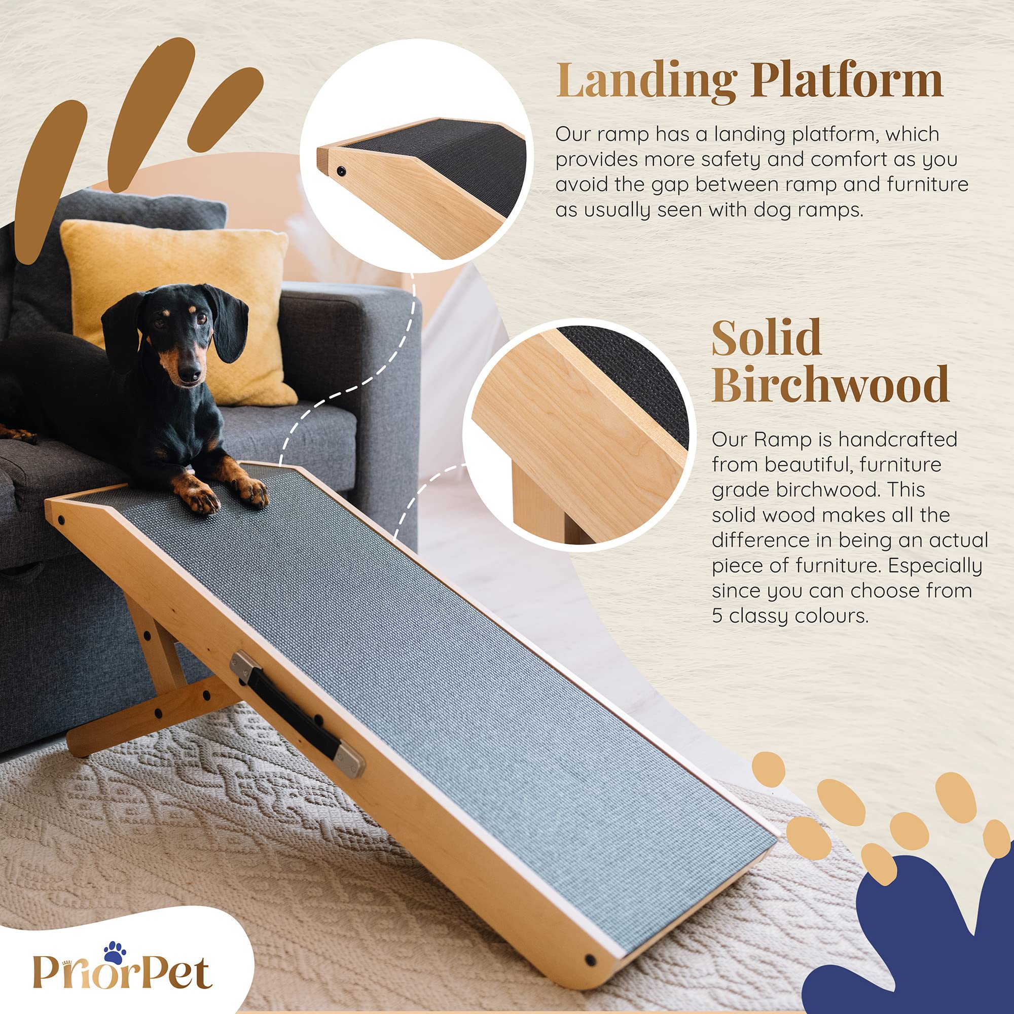 Priorpet dog ramp with carrying handle for easy transport.