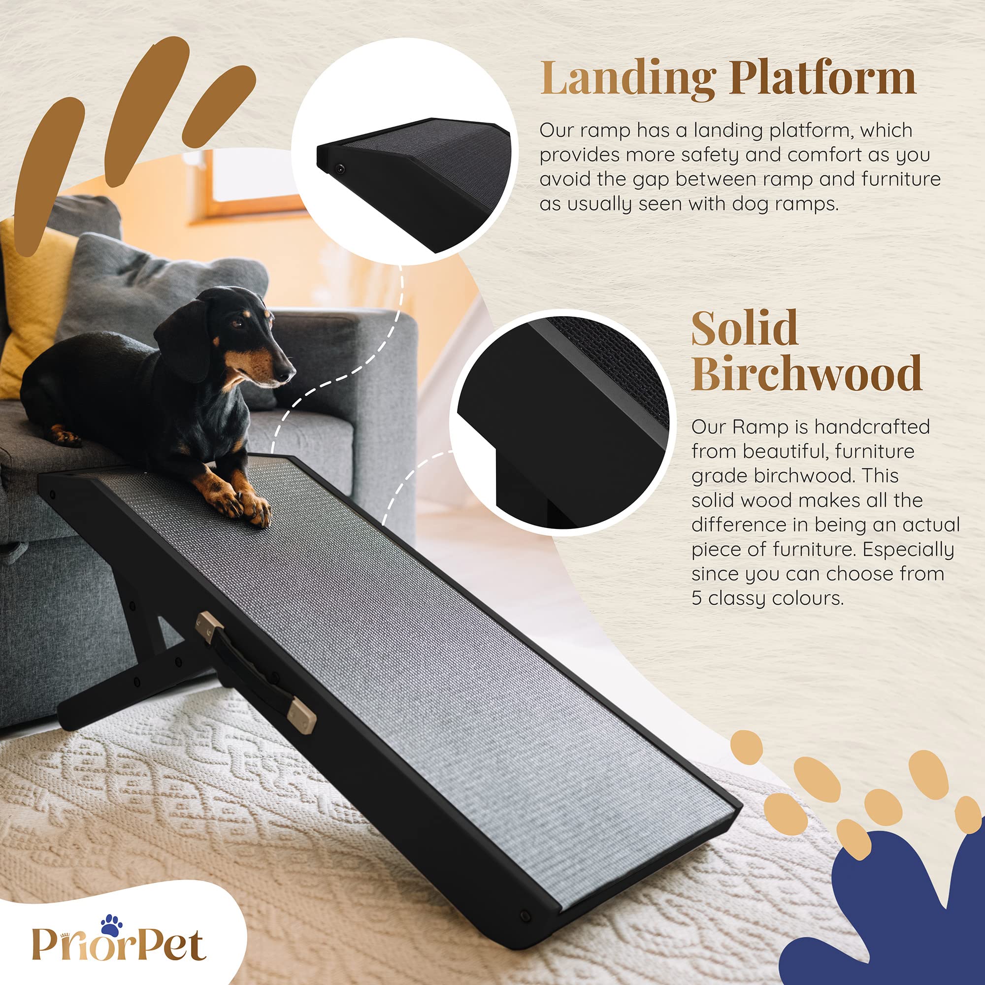 PRIORPET dog ramp folded compact for easy storage and travel