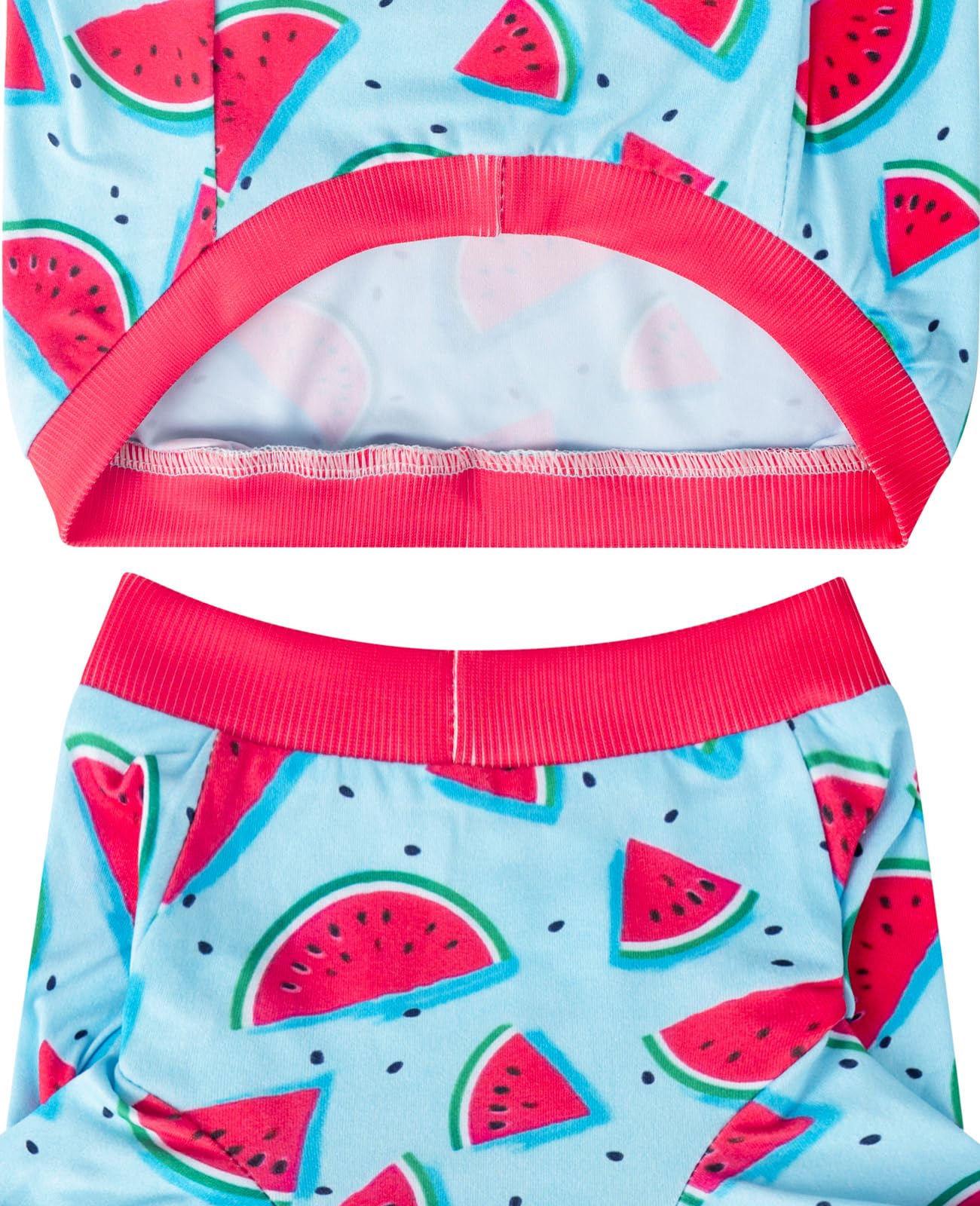 PriPre dog blue watermelon shirt easy on-off for quick changes.