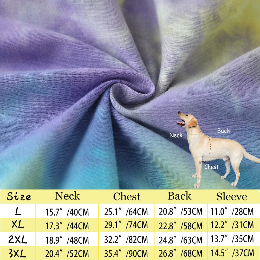 PriPre dog pajamas blue tie-dye full-body view demonstrates all-over coverage