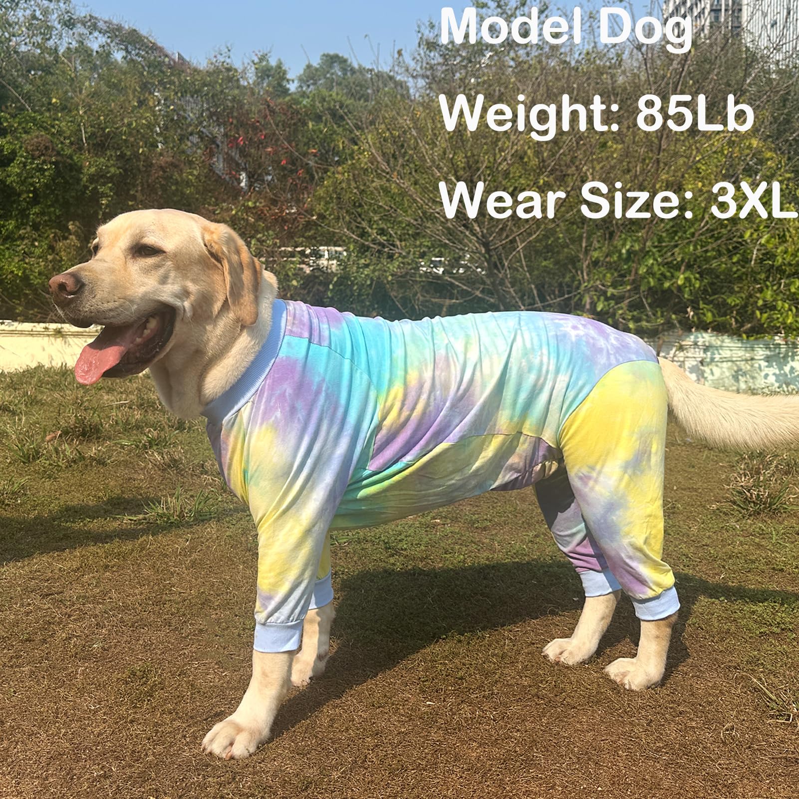PriPre dog pajamas blue tie-dye fabric detail showcases cotton blend softness and stretch