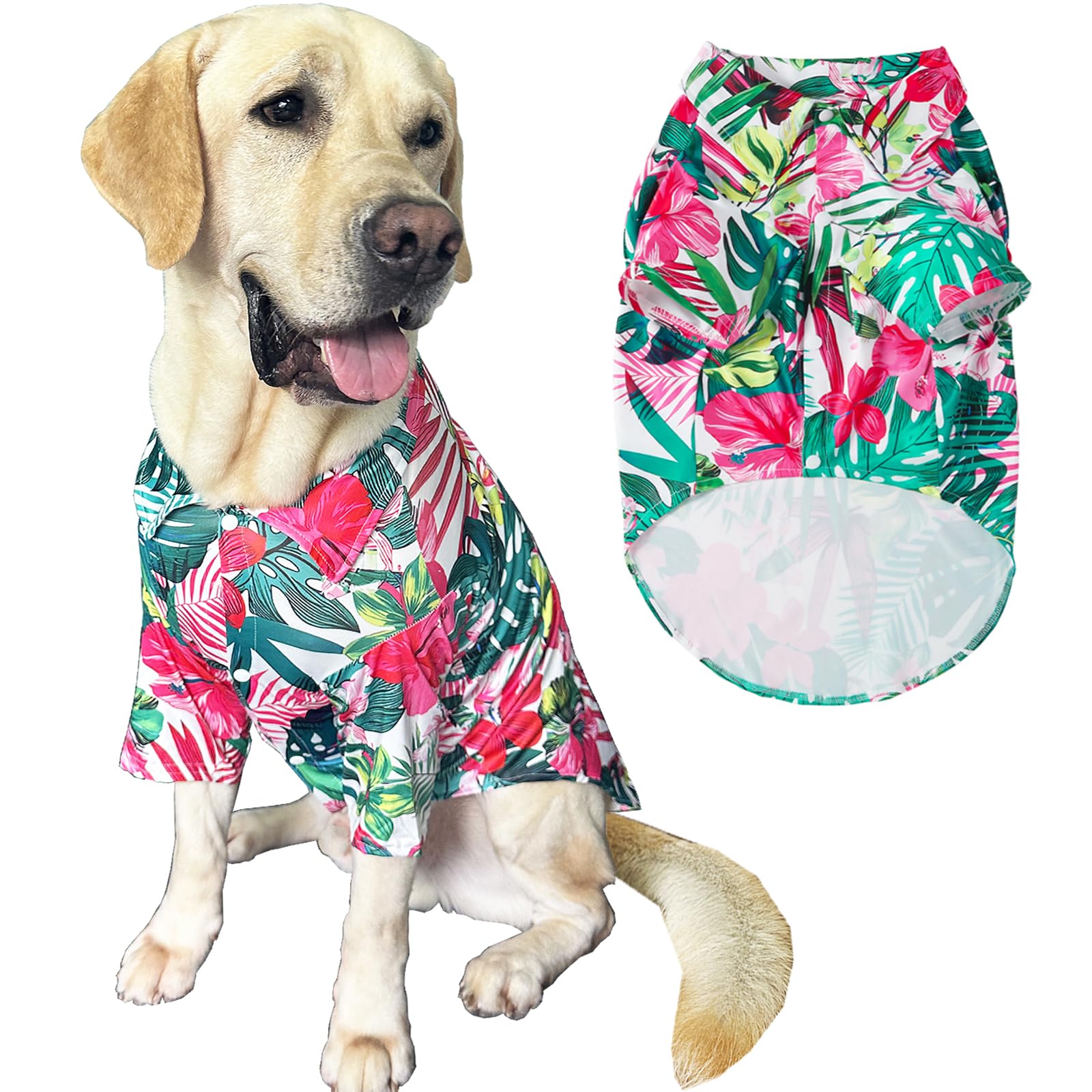PriPre dog shirt with Hawaiian flower pattern for cool summer wear