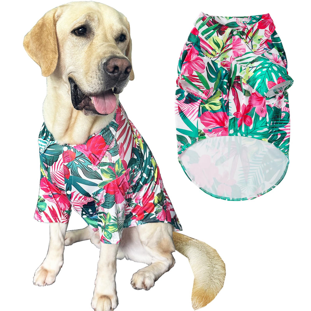 PriPre dog shirt with Hawaiian flower pattern for cool summer wear