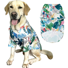 PriPre dog shirt hawaiian green front view highlights breathable summer comfort.