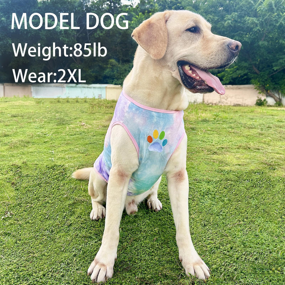 PriPre summer tie-dye dog shirt close-up fabric texture and softness