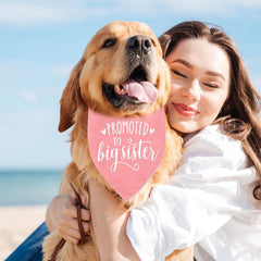 PRITIWEL promoted big sister dog bandana pink side view shows comfortable fit for daily wear