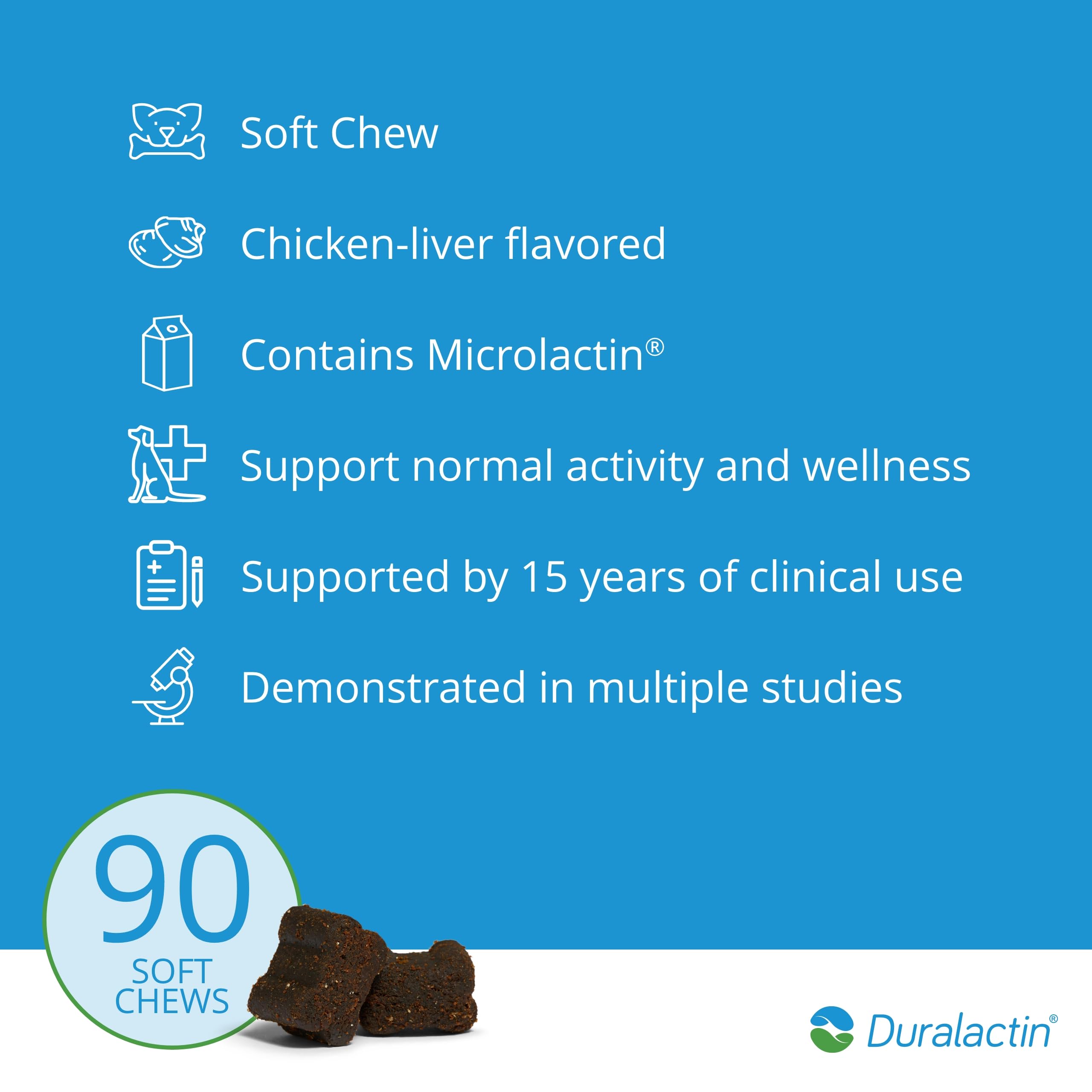 PRN Duralactin Canine Joint Plus ingredients closeup features glucosamine, MSM, and omega-3s.