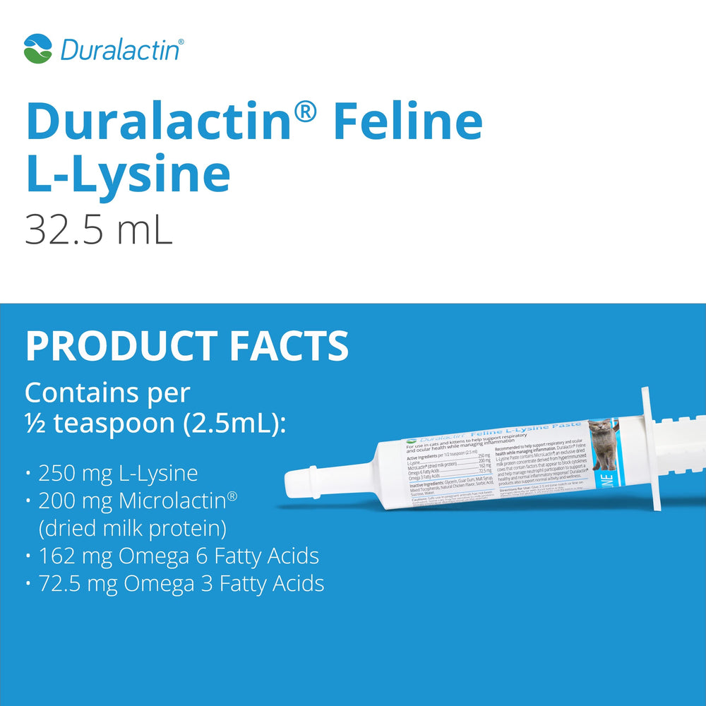 PRN Duralactin paste syringe dial-dose design supports precise dosing for cats.