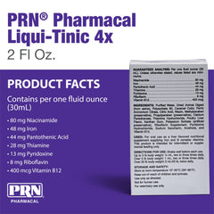 PRN Liqui-Tinic 4X label close-up showing liver flavor appealing to pets.