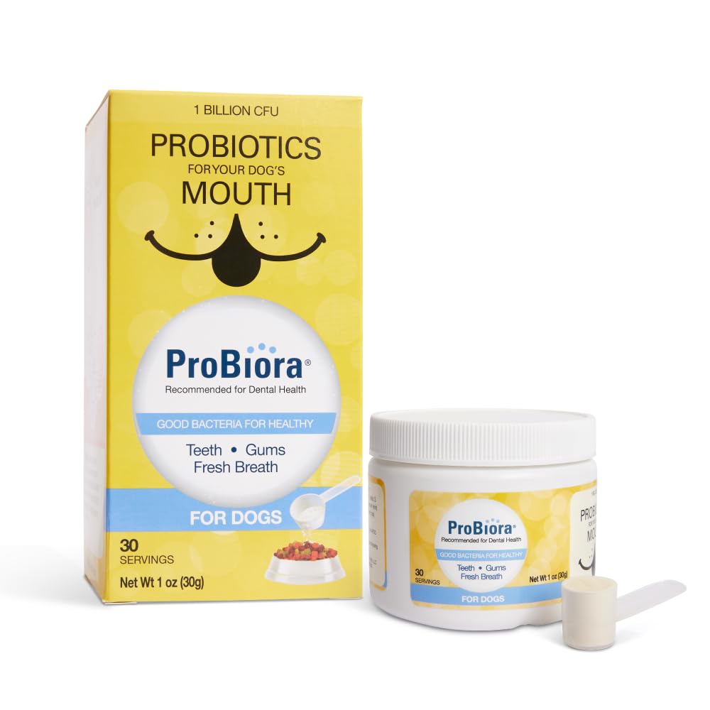 Probiora daily sprinkle on food demonstrates a simple pet care routine.