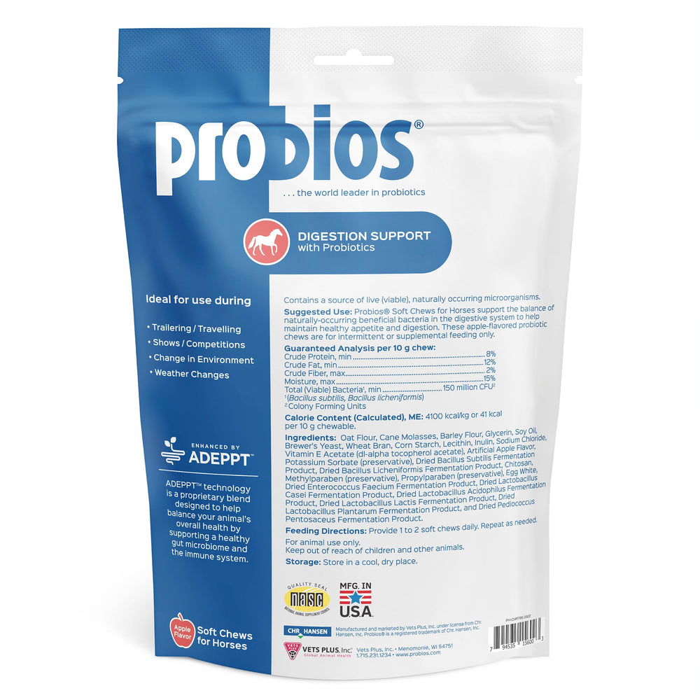 Probios para caballos: prebiótico ADEPT para balance microbiano mejorado.