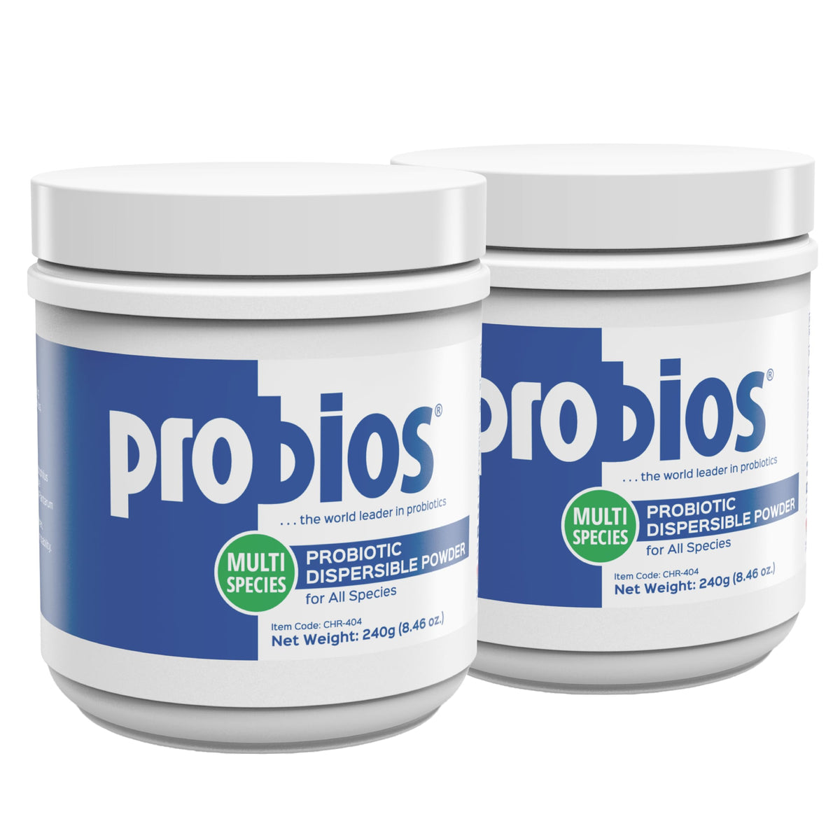 Probios Digestive Support powder tub pouring into pet food for daily gut support.