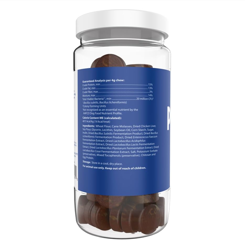 Probios Soft Chews packaging shows family-friendly probiotic option for dogs.