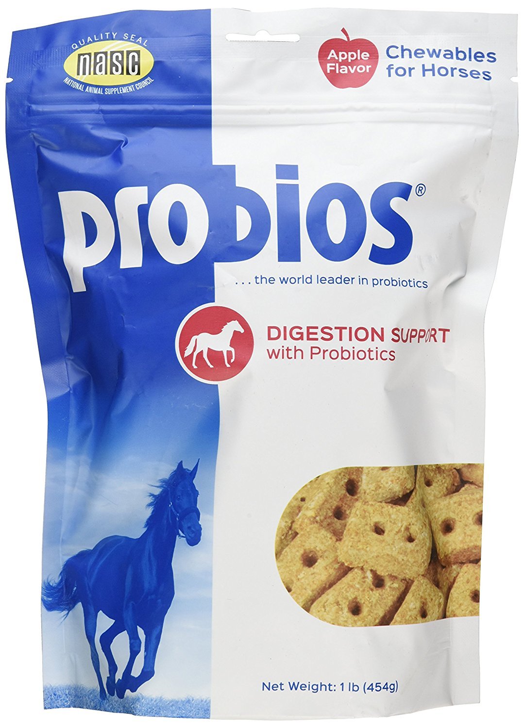 Probios Horse Treats apple-flavor packaging highlighting lactose-free gut support