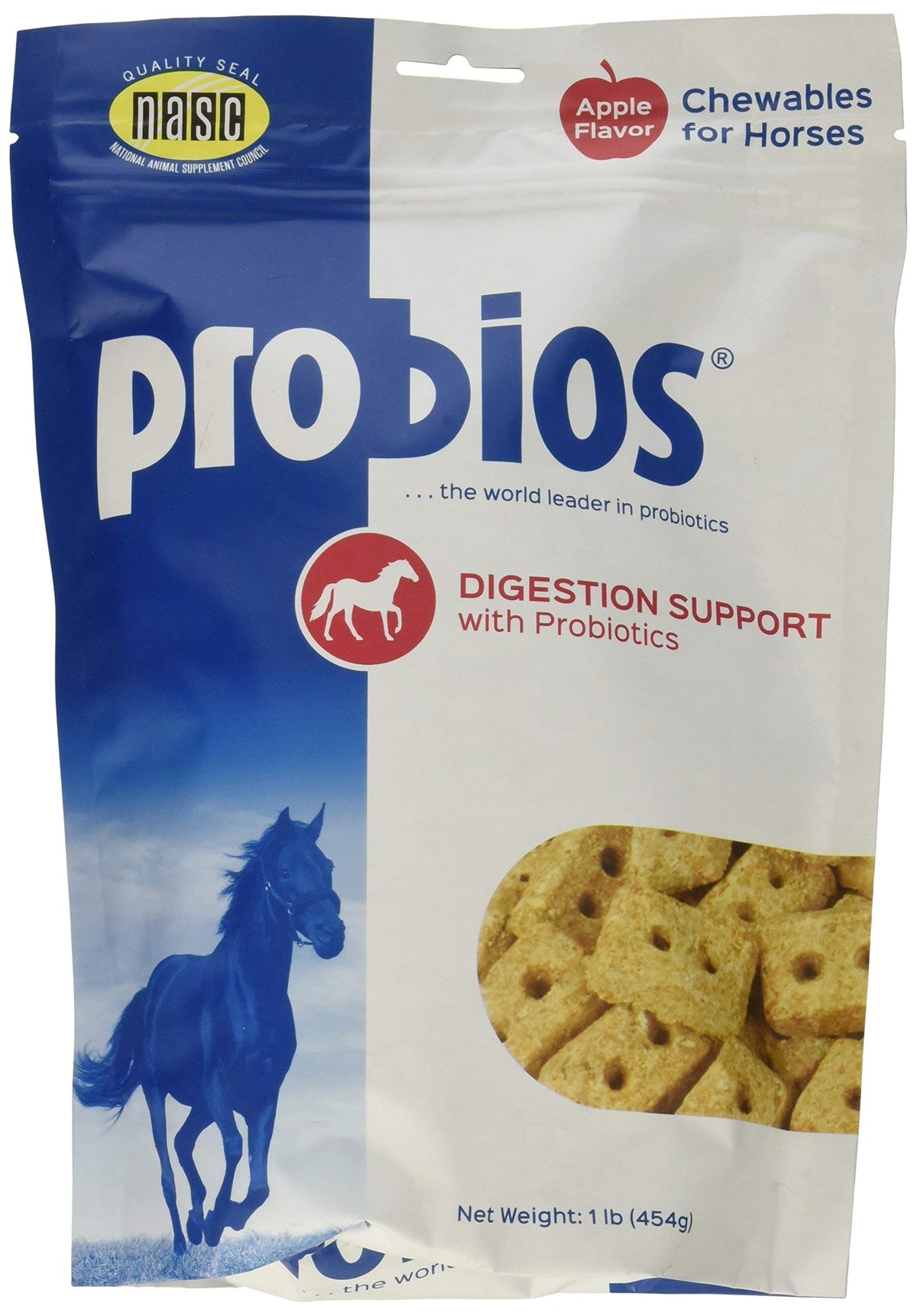 Probios probiotic treats for horses packaging, convenient three-pack option
