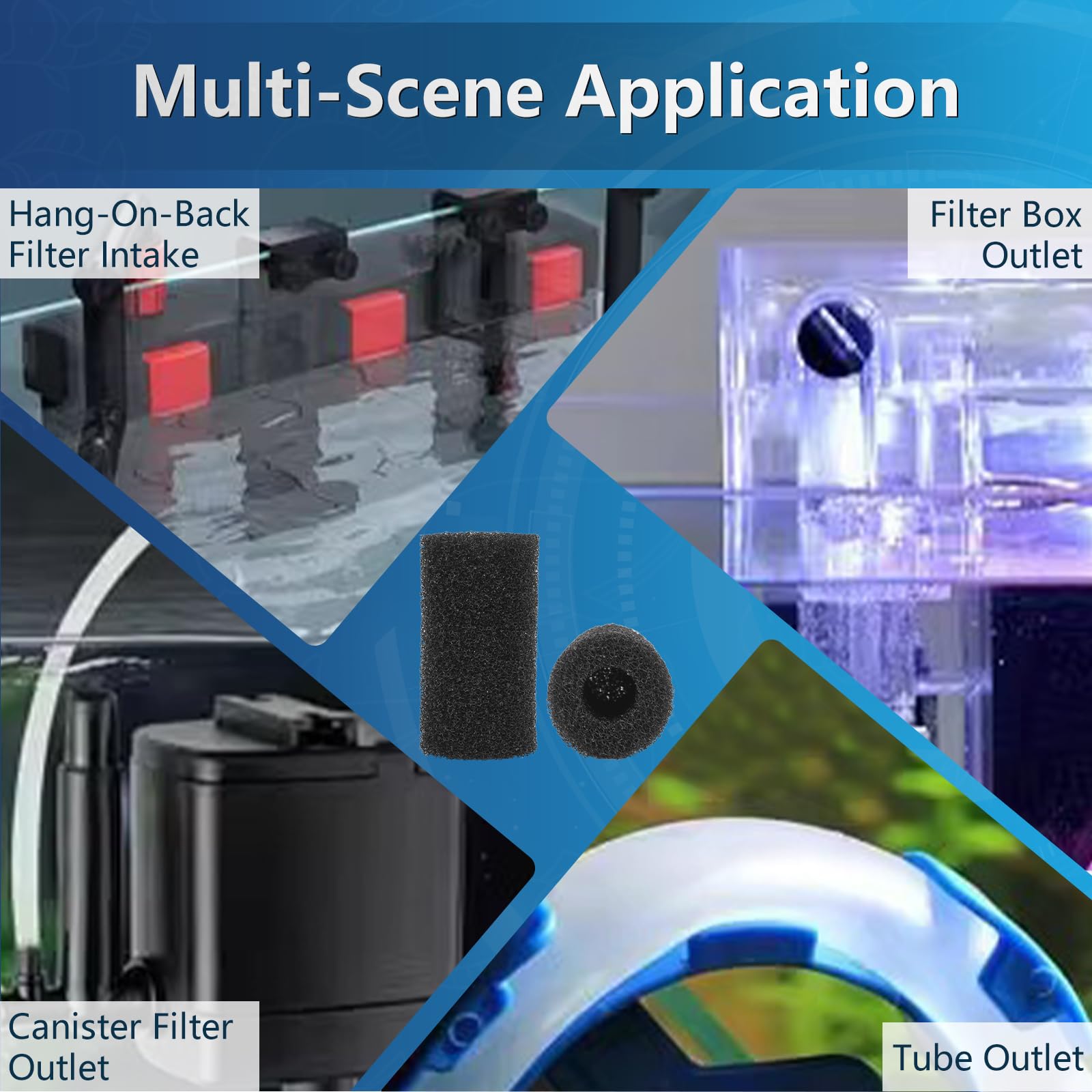 Proceat pre-filter sponge high-flow view highlights debris capture without restricting water flow.