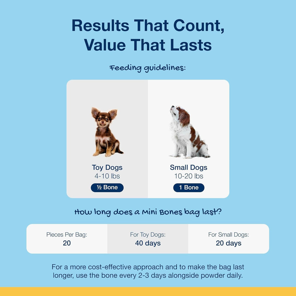 ProDen PlaqueOff Mini Dental Bones vegan with probiotics image signals gentle, digestion-friendly treats.