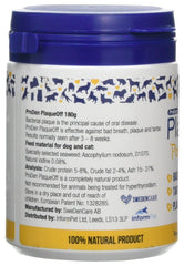 ProDen PlaqueOff 180g label detail for easy product identification.