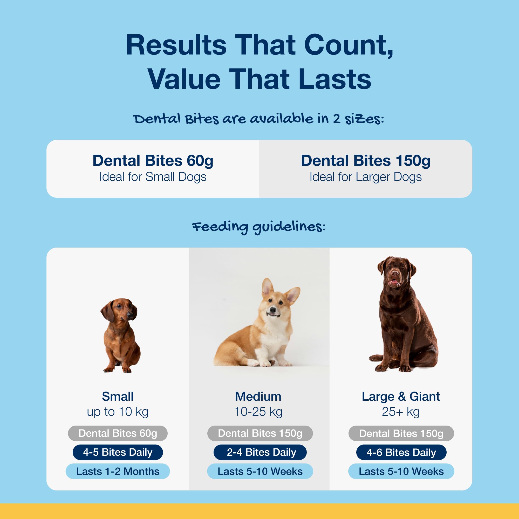 ProDen PlaqueOff Dental Bites shown with owner supporting a simple daily routine