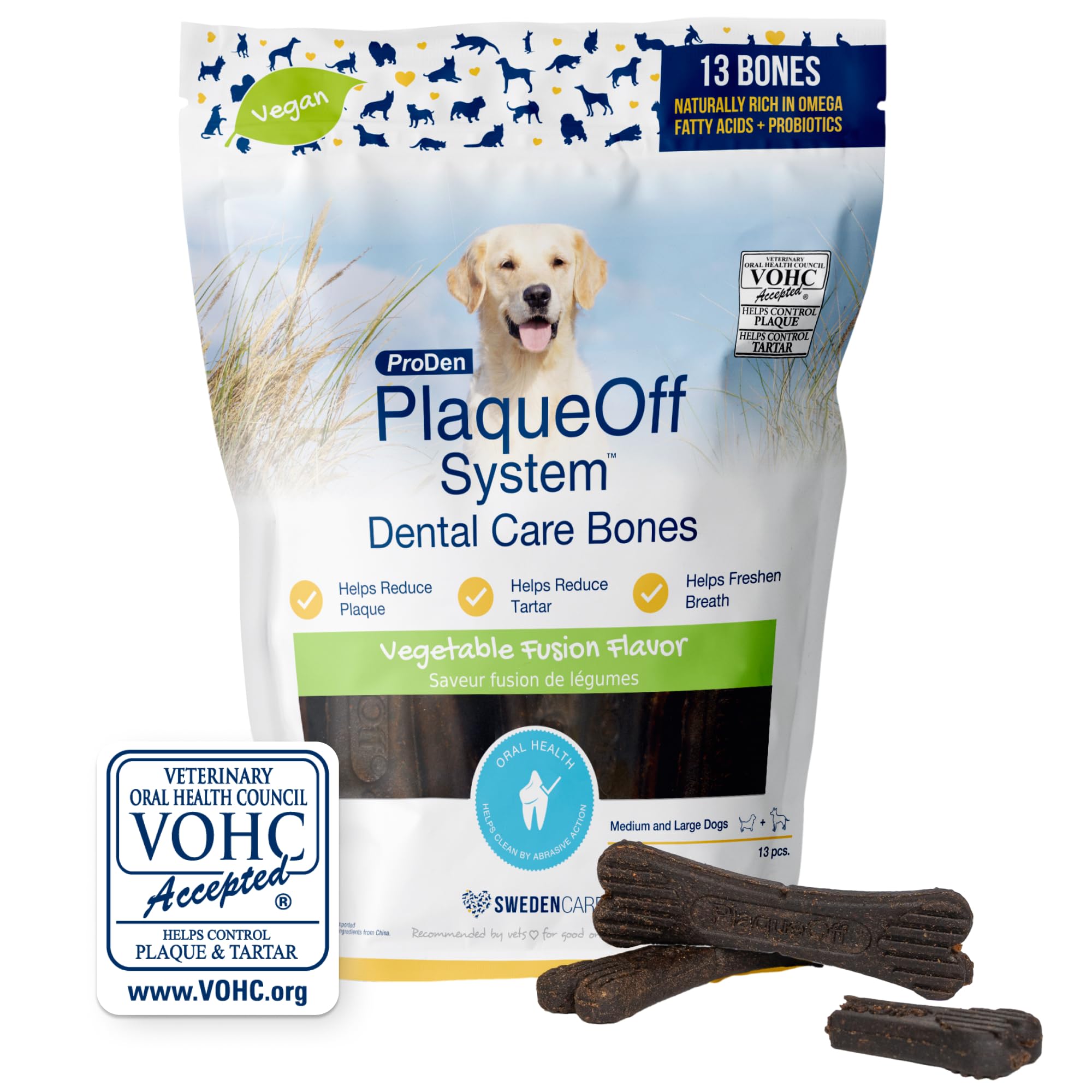 ProDen PlaqueOff System Bones vegetable formula close-up of ingredients for natural dental support